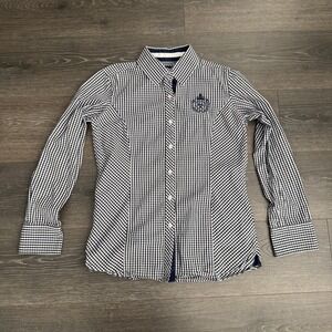 Ariat Womens Small Gingham Plaid Embroidered Button Up Shirt Western Cowgirl